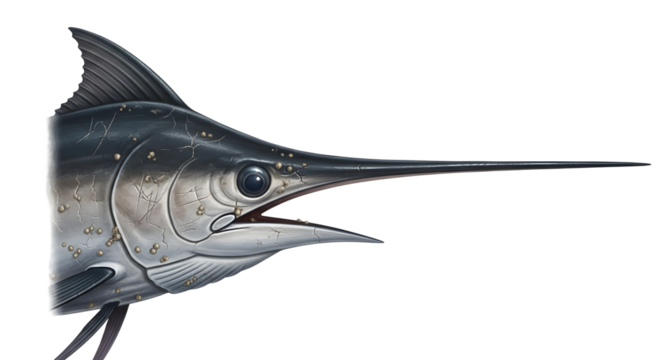 Marlin Fish Illustration - Head, Fin, Bill