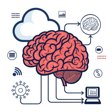 Create Bold Stroke Brain With Cloud Comput Creative Visual Great for Commercial Projects