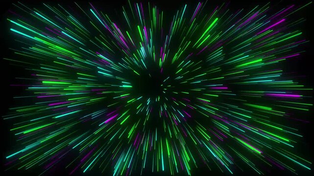 Abstract neon lines zoom out background particle lighting neon lines zoom out looping background animation. Infinite futuristic background with vibrant and wonder lights. 
