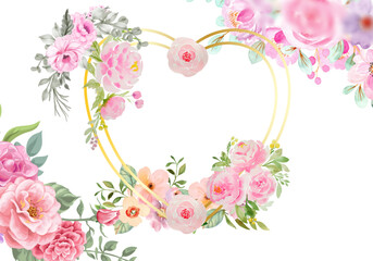 heart with flowers, floral frame with heart