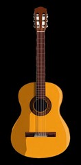 Naklejka premium Yellow Acoustic Guitar Flat Illustration