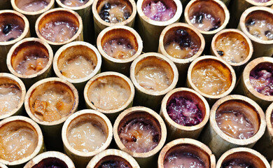 Sticky rice in bamboo tubes