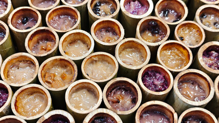 Sticky rice in bamboo tubes
