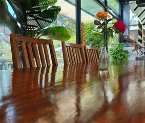 Pink roses in a vase on the table