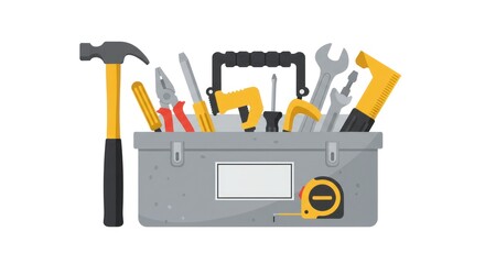 A toolbox filled with various hand tools, ready for construction and repair work.