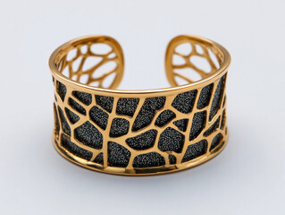 Fototapeta premium Elegant black and gold bracelet featuring a unique geometric design suitable for any occasion