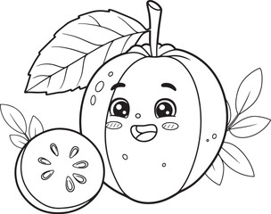 Obraz premium Naranjilla Illustration for Coloring Book with Smiling Face and