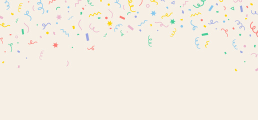 Confetti horizontal background. Colorful flat confetti isolated. Party background