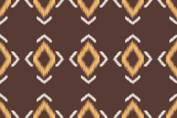 Ethnic ikat traditional motif fabric pattern geometric style.African Ikat embroidery Ethnic oriental pattern brown color background wallpaper. Abstract,vector.Texture,frame,decoration.