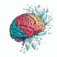 Stunning Create Bold Stroke Brain With Shattered Crystal Premium Digital Asset