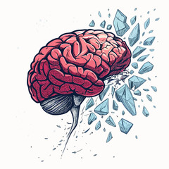 Create Bold Stroke Brain With Shattered Crystal Creative Visual Perfect for Editorial Content