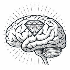 Featuring Create Bold Stroke Brain With Shining Diamond Embe Crisp Creative Visual