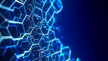 Obraz premium Abstract Geometric Network Connection With Blue Lines On Dark Background