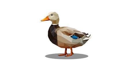 Obraz premium Low Poly Mallard Duck Illustration with Blue Wing Detail
