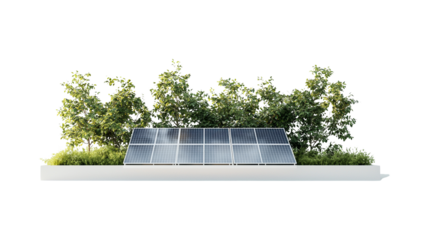 Two solar panels side by side on green grass with multiple photovoltaic cells grid layout isolated on white background eco friendly renewable energy generation concept
