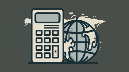 Calculator and globe, global finance