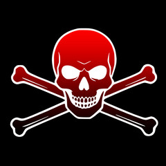 Gradient Black and Red Skull and Bones Crossbones Poison Icon