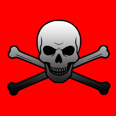 Gradient Black and Red Skull and Bones Crossbones Poison Icon