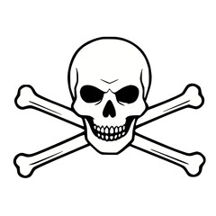 Black and White Skull and Bones Crossbones Poison Icon