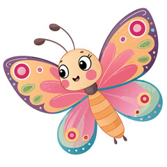 Vibrant Create Bold Stroke Cartoon Butterfly With Cute Win Premium Digital Asset