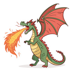 Featuring Create Bold Stroke Cartoon Dragon Breathing Fire Vibrant Professional Photo