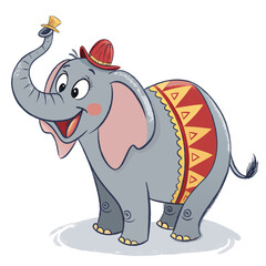 Beautiful Create Bold Stroke Cartoon Elephant With Tiny Hat Creative Visual