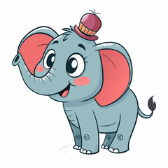 Showcasing Create Bold Stroke Cartoon Elephant With Tiny Hat Stunning Creative Visual