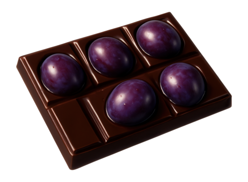 Chocolate bar with palladium plums