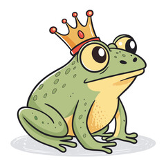 Create Bold Stroke Cartoon Frog With Crown Whit High-Quality Stock Image Ideal for Marketing
