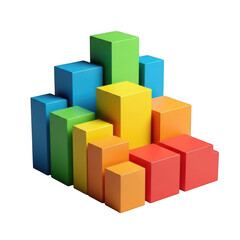 Obraz premium Colorful blocks isolated on transparent background