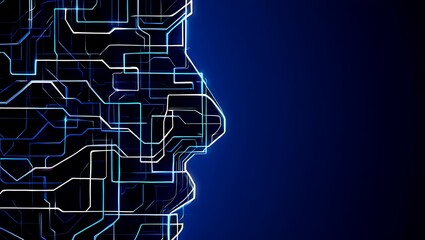 The Human Brain Integrated with Advanced Digital Technology and Circuits Forming a Futuristic Concept