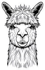 Obraz premium PNG Line alpaca tattoo flat illustration illustrated wildlife drawing.