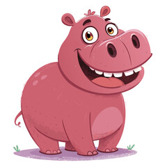 Stunning Create Bold Stroke Cartoon Hippo With Big Smile Professional Photo
