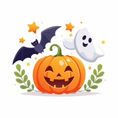 Halloween Pumpkin and Ghost Vector Icons