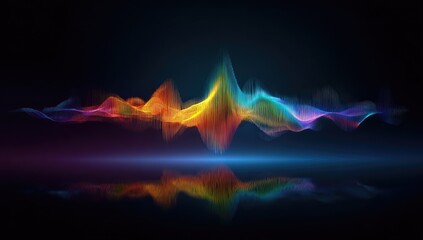 Abstract colorful sound wave graphic with reflection