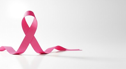 Pink Ribbon on White Background for Breast Cancer Awareness