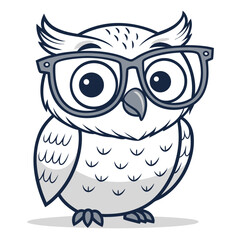 Create Bold Stroke Cartoon Owl With Glasses Whi Professional Photo Ideal for Marketing