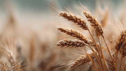 Golden wheat heads in a field, soft focus
