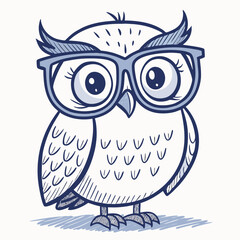 Create Bold Stroke Cartoon Owl With Glasses Whi Professional Photo Perfect for Editorial Content
