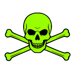 Black and Green Skull and Bones Crossbones Poison Icon