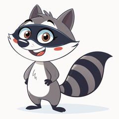 Depicting Create Bold Stroke Cartoon Raccoon With Mask Face Vibrant Professional Photo
