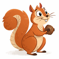 Create Bold Stroke Cartoon Squirrel With Nut Creative Visual Suitable for Design