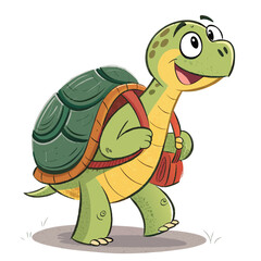 Depicting Create Bold Stroke Cartoon Turtle With Backpack Dynamic High-Quality Stock Image