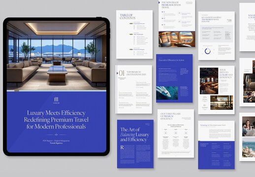 Digital Whitepaper Template in Luxury Travel Theme for Resort Guide & PDF Brochure Layout