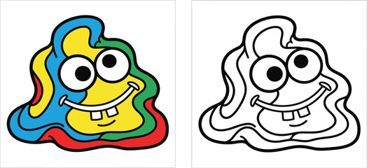 Happy Colorful Blob Monster Character Illustration - Cute and Playful Cartoon Graphic