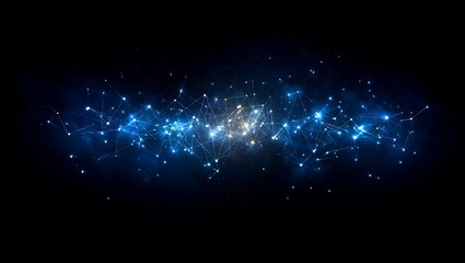 An expansive view of a vibrant blue and white galaxy cluster twinkling in the dark expanse of space