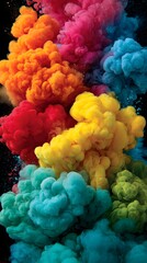 Explosion of Colors A Vibrant Dance of Ink in Water Abstract Photography With Bold Contrasting Colors and Fluid Dynamics