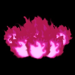 Pink Fire Rose, Flower, Pink Fireball on black background 