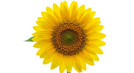 Fototapeta premium A single sunflower with yellow petals and a brown center isolated on a white background close up view