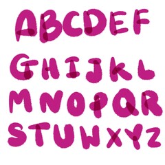vector illustration of a set of pink alphabet letters